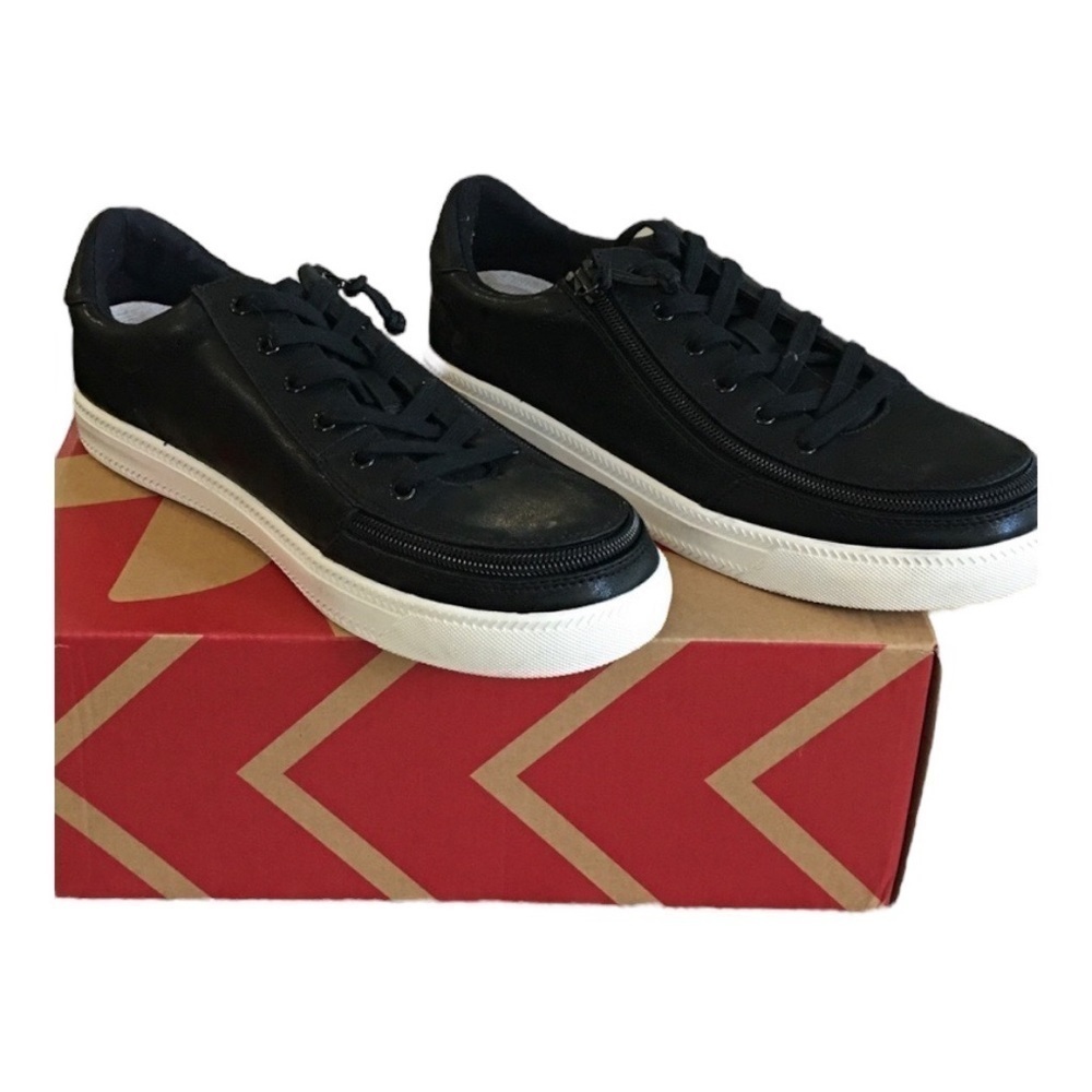 Billy Footwear Black Sneakers Low Top Zip Away Faux Leather Cushioned Women’s 8